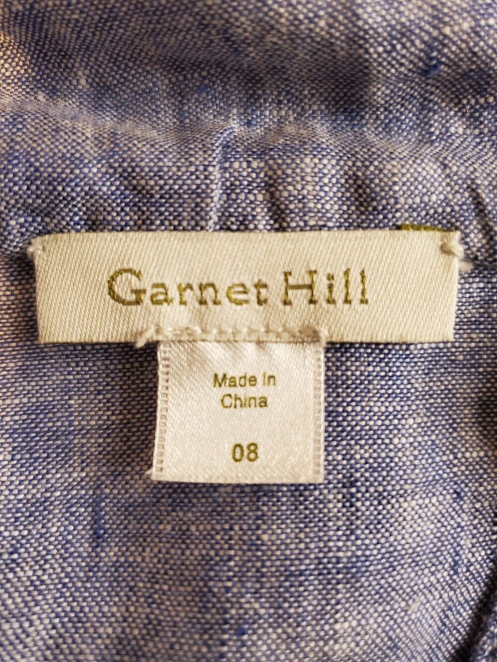 GARNET HILL SZ 8 Women's Blue Chambray 100% Linen Tunic Blouse - Picture 2 of 8